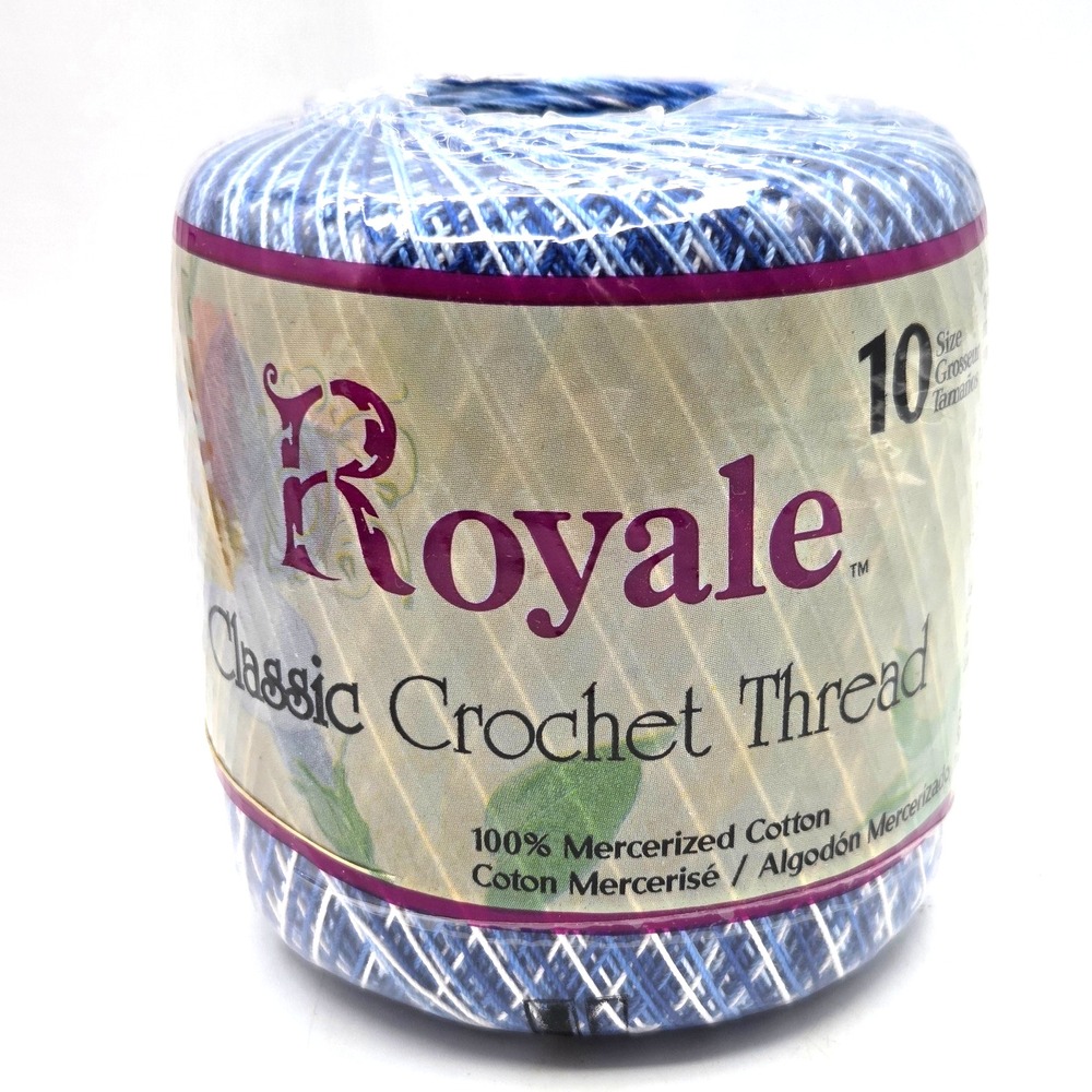 1 Spool Royale Classic Size 10 Crochet Thread Color 14 Blues Mercerized Cotton